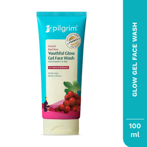 Pilgrim Red Vine Face Wash with Vitamin c & Aloe for Youthful Glow, 100 ml