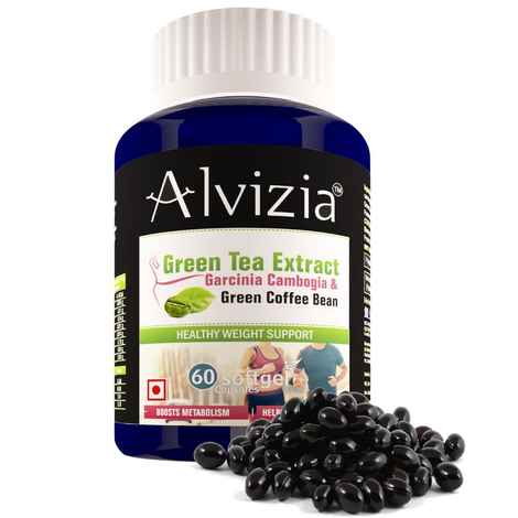Alvizia Garcinia Cambogia HCA with Green Tea, Green Coffee Bean & Black pepper (60 Softgel Capsules) for Weight loss