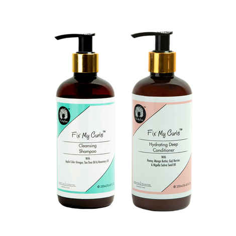 Buy Fix My Curls Cleansing Shampoo with Hydrating Deep Conditioner for Curly and Wavy Hair 250 G Each - Purplle
