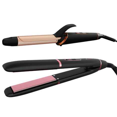 Buy Havells HC4055 Hair Straightener and Curler Combo, Straightens and Curls, Suitable for all Hair Types (Black and Chrome) - Purplle