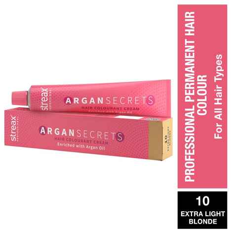 Buy Streax Professional Argan Secret Hair Colourant Cream - Extra Light Blonde 10 (60 g) - Purplle
