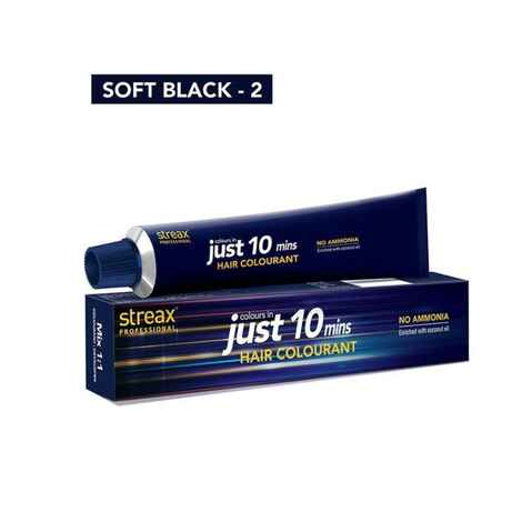 Buy Streax Professional Just 10 hair colourant cream Soft Black (60 g) - Purplle