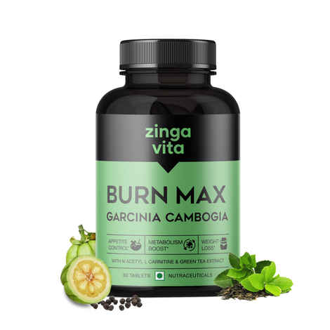 Buy Zingavita Burn Max Fat Burner Tablets for Men & Women - Advanced Weight Loss Formula with Garcinia Cambogia, Green Tea Extract & Green Coffee Bean Extract Appetite Controller with N Acetyl L Carnitine - 60 Veg Tablets - Purplle