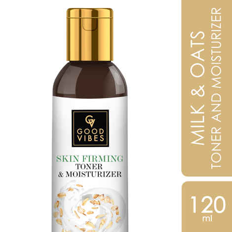 Buy Good Vibes Milk & Oats Skin Firming Toner and Moisturizer | Vegan, No Alcohol, No Parabens, No Sulphates, No Mineral Oil, No Animal Testing (120 ml) - Purplle