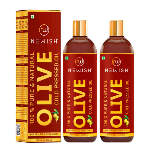 Buy Newish® Pure Cold Pressed Olive Oil For Hair and Skin,200ml (Pack of 2) - Purplle