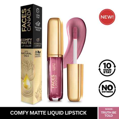 Buy Faces Canada Comfy Matte Lip Color | Comfortable 10 Hours Longstay | Matte Finish | Almond Oil & Vitamin E Infused | Truth Be Told 09 3ml - Purplle