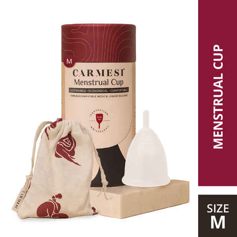 Buy Carmesi Menstrual Cup for Women | Medium Size - With Free Pouch | Rash-Free, Itch-Free, Odour-Free | 8-10 hours of Leaks-Free Comfort | 100% Biocompatible Medical-Grade Silicone Cups - Purplle
