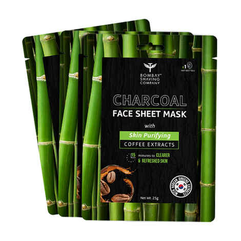 Buy Bombay Shaving Company Charcoal Face Sheet Mask (Pack of 3) | For Easy At-Home Skin Restoration 150 gm - Purplle