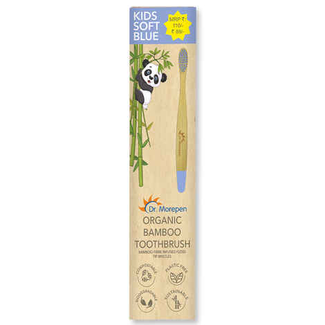 Buy DR. MOREPEN Organic Bamboo Toothbrush For Kids - Soft Blue 1 Pc - Purplle