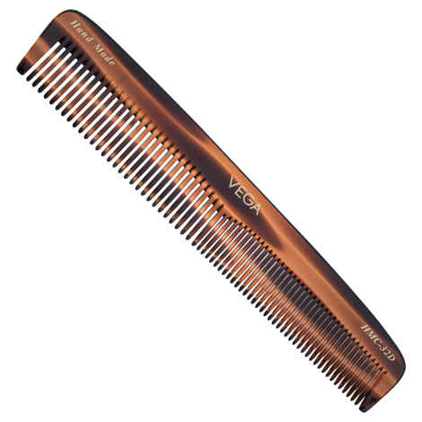 VEGA Handcrafted Graduated Dressing Comb with Coarse & Fine Tooth for Men & Women Grooming| Cellulose Acetate Derived Non-petroleum Based Material from Plant, (India's No.1* Hair Comb Brand, HMC-32D) 1 pc
