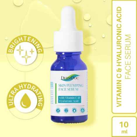 DermDoc Skin Plumping Face Serum with Vitamin C & Hyaluronic Acid (10 ml) | vitamin c face serum | hyaluronic acid serum | serum for oily skin |