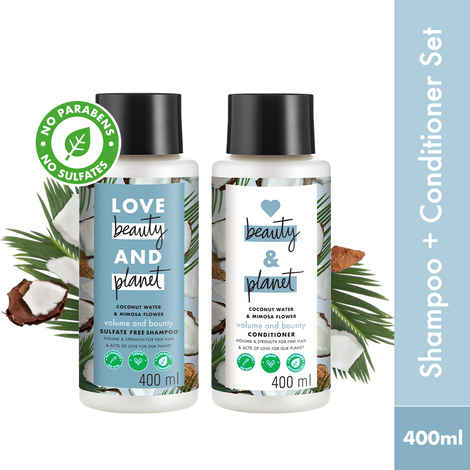 Buy Love Beauty & Planet Coconut Water and Mimosa Flower Volume and Bounty Shampoo & Conditioner, 400ml - Purplle