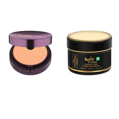 Buy Dazller Eterna Sheer Glow Compact Powder 12g + Classic Care Hydrating Cream (50g + 5g) | Satin finish | SPF 15 PA++ | Dusky SC1 - Purplle