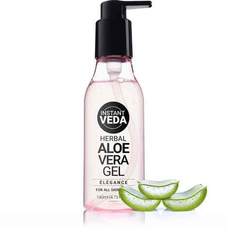Buy INSTANT VEDA Pure Aloe Vera Gel | Contains Aloe Vera Pulp | No Added Color | Multipurpose Aloe Vera Gel Pump | 140 ml - Purplle