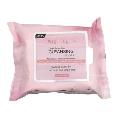 Buy Swiss Beauty Daily Essentials Makeup Remover Cleansing Wet Wipes - Lotus (25 Pcs) - Purplle