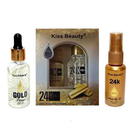 Buy Kiss Beauty 24k Gold pack of Oil Control and Antioxidant Repair & Moisturising Primer and Makeup Fixer Spray (40 ml each) - Purplle