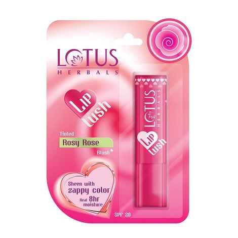 Buy Lotus Herbals Lip Lush Tinted Lip Balm - Rosy Rose Blush | SPF 20 | 8h Moisturisation | 4g - Purplle