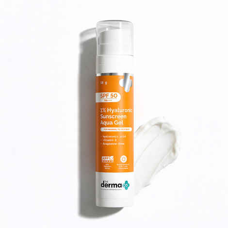 Buy The Derma Co. 1% Hyaluronic Sunscreen Aqua Gel with SPF 50 & PA++++ for Broad Spectrum & Blue Light Protection 50 gm| In-Vivo Tested - Purplle