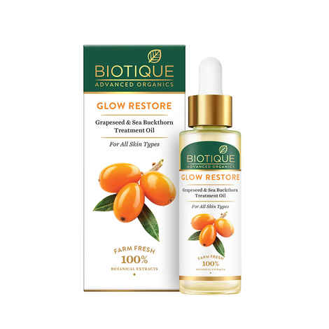 Buy Biotique Advanced Organics Glow Restore Grapeseed & Sea Buckthorn Treatment Oil (30 ml) - Purplle