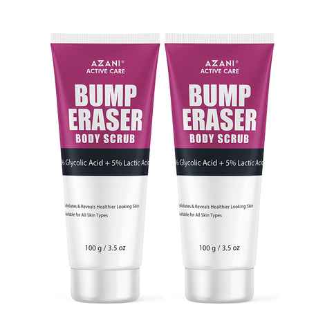 Buy Azani Bump Eraser Body Scrub, 5% Glycolic Acid + 5% Lactic Acid| Exfoliator to Remove Body Acne, Dead & Uneven Skin, Ingrown Hair, Razor Bumps & Rough Patches | Knees, Arms & Neck| 200g - Purplle