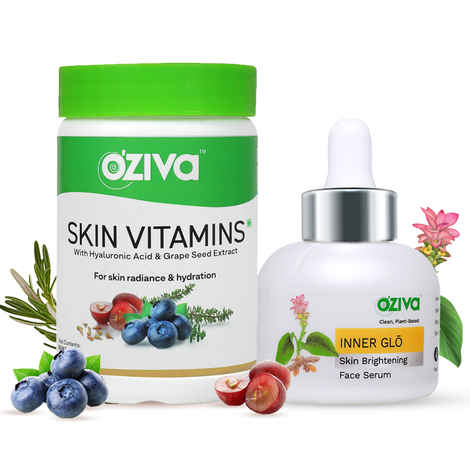 Buy OZiva Glow-Up Routine (Skin Vitamins + Inner Glo Skin Brightening Face Serum) - Purplle