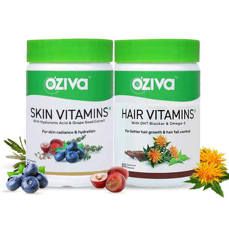 OZiva Hair & Skin Radiance Pack (Hair Vitamins + Skin Vitamins) Combo of 2