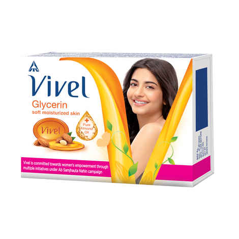 Buy Vivel Glycerin Bathing Bar Soap for Soft Moisturized Skin with Pure Almond Oil & Vitamin E, Combo Pack 100g (Pack of 4) - Purplle