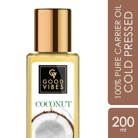 Buy Good Vibes Coconut 100% Pure Coldpressed Carrier Oil | Hair Growth, Anti-Ageing, Hydrating | No Parabens, No Sulphates, No Mineral Oil (200 ml) - Purplle