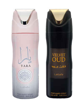 Buy Lattafa Yara & Velvet Oud Deodorant Perfumed Body Spray 200ml,each (Pack of 2) - Purplle