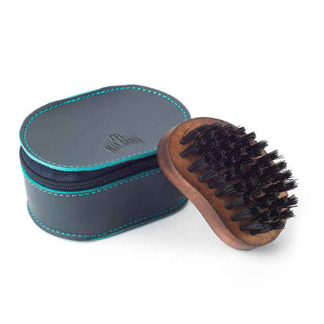 Buy Man Arden Pocket Size Beard Brush with Hand Crafted Premium Wood Handle with Premium Faux Leather Pouch - Purplle