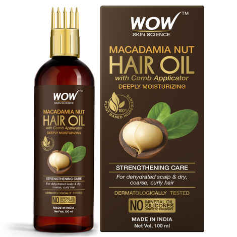 Buy WOW Skin Science Macadamia Nut Hair Oil - with Comb Applicator - Deeply Moisturizing - Strengthening Care - For Dehydrated Scalp & Dry, Curly hair - No Mineral Oil, Silicones, Synthetic Fragrance (100 ml) - Purplle