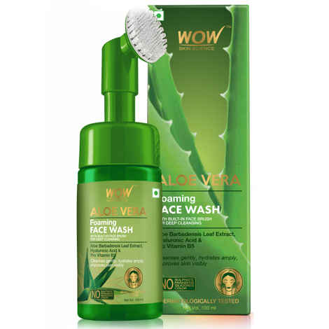Buy WOW Skin Science Aloe Vera Foaming Face Wash with Built-In Face Brush - (150 ml) - Purplle