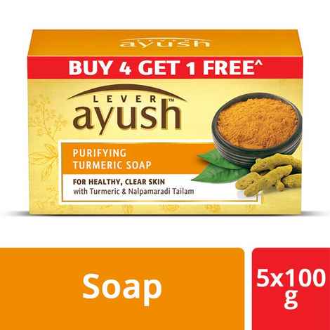 Buy Lever Ayush Purifying Turmeric Soap, 100 g (Buy 4 Get 1) - Purplle