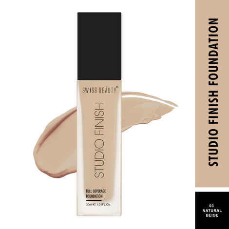 Buy Swiss Beauty Studio Finish Full Coverage Foundation - NATURAL BEIGE - 3 - 30 ml - Purplle