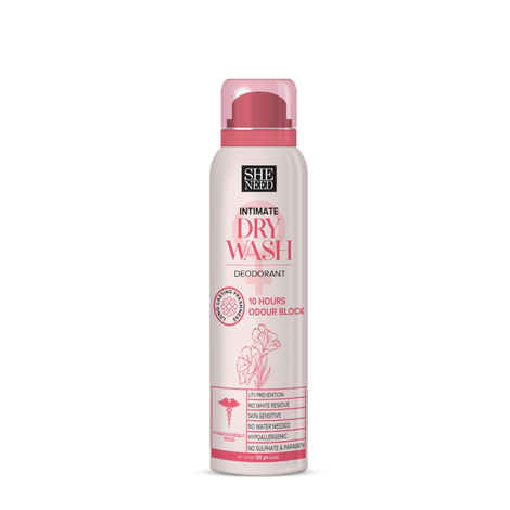 SheNeed Feminine Intimate Dry Wash Deodorant- Blocking UTI, Control Odour For 24 Hours, Controls Sweating & Promotes Coolness For 10 Hours With Ph-3.5 - 100 GM