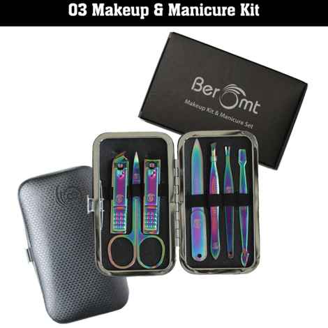 Beromt MAKEUP & MANICURE KIT OF 7 NAIL TOOLS Black