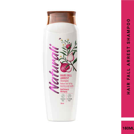 Naturali Hairfall Arrest Shampoo with Red Onion & Bhringraj | Controls Hairfall | Paraben and Sulphate Free Shampoo | Hairfall Shampoo for Men & Women ,180 ml