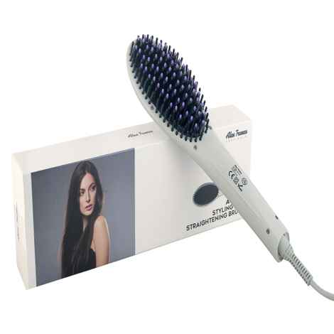 Buy Alan Truman AT-200 Styling & Straightening Brush | Hair Straightener Brush For Frizz Free Straight Hair| One Year International Warranty|Even Heating, Quick Styling Without Heat Damage| Digital Temperature Control With LCD Display - Purplle