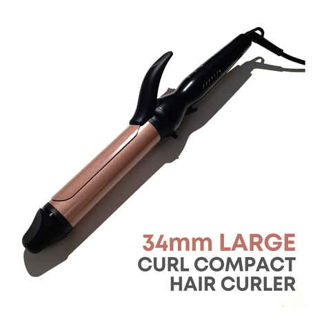 Buy Alan Truman Curl Compact - 34mm Large Hair Curler | Frizz Free Hair Curling| Curl Hold Cip For Long Lasting Curls| Suitable For Short To Mid Lengths| Wide Temperature Control Range For Every Hair Texture| Heat Resistant Clip - Purplle