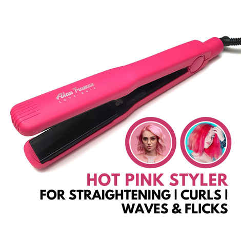 Buy Alan Truman Hot Pink Styler | Shiny Straight Hair| Semi Wide Plate Straightener| Convenient for Straightening, Curling, Waves And Flicks| 1.25 Inches Wide Plates| Auto Temperature Lock Post Selection Of Desired Temperature - Purplle