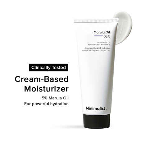 Minimalist 5% Marula Oil Moisturizer with Hyaluronic Acid & Vitamin F & E for Dry Skin - 50 gm