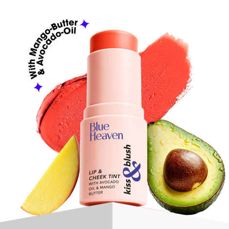 Buy Blue Heaven Kiss & Blush Lip, Cheek & Eye Tint with Avocado Oil & Mango Butter | 3-in-1 blush for face makeup | Rich & Creamy Formula |Easily Blendable | Multipurpose Makeup, Coral Blush, 8.5 gm - Purplle