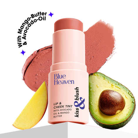 Buy Blue Heaven Kiss & Blush Lip, Cheek & Eye Tint with Avocado Oil & Mango Butter | 3-in-1 blush for face makeup | Rich & Creamy Formula |Easily Blendable | Multipurpose Makeup, Muted Peach, 8.5 gm - Purplle