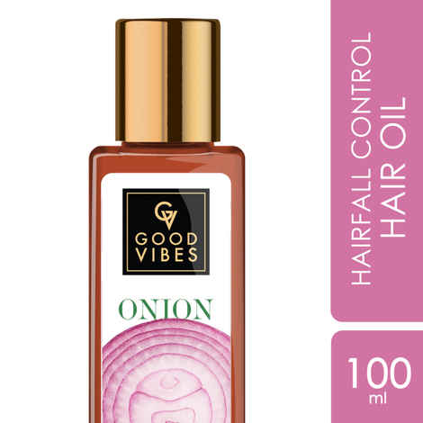 Buy Good Vibes Onion Hairfall Control Hair Oil | Strengthening | Hair Growth | No Parabens, No Sulphates, No Mineral Oil, No Animal Testing (100 ml) - Purplle
