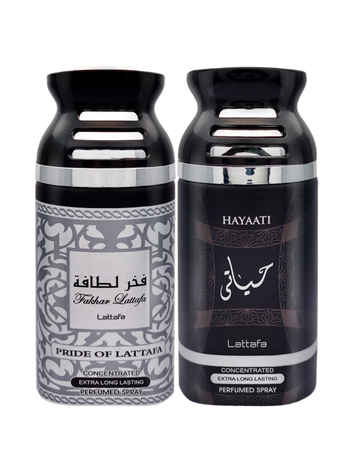 Buy Lattafa Fakhar Black Pride of Lattafa & Hayaati Concentrated Deodorant, 250ml Each (pack of 2) - Purplle