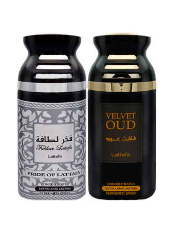 Lattafa Fakhar Black Pride of Lattafa & Velvet Oud Concentrated Deodorant, 250ml Each (pack of 2)