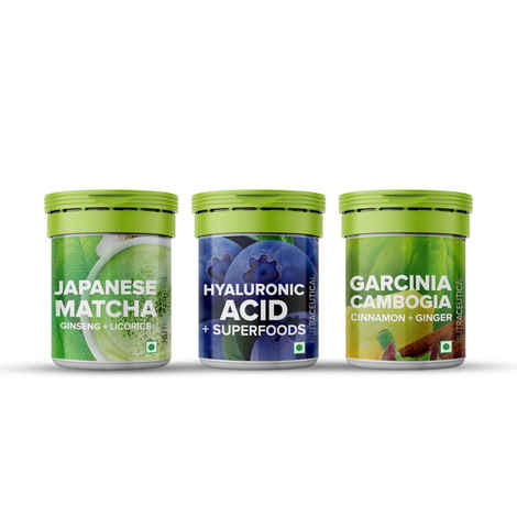Buy Plix 3 Mini Effervescent Combo - Hyaluronic Acid, Garcinia and Matcha or ACV - Purplle