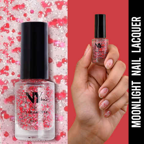 Buy NY Bae Nail Lacquer, Glitter | Shimmer Paint | Chip Resistant Polish | Highly Pigmented | Reds & Greys - Broadway Moonlight 1 (6 ml) - Purplle