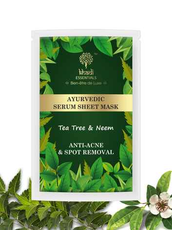 Buy Khadi Essentials Anti Acne Tea Tree And Neem Serum Sheet Mask 1 Pc - Purplle