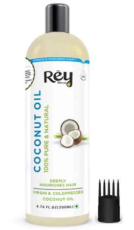Buy Rey Naturals Cold Pressed Coconut Oil For Hair And Skin - 100% Pure & Natural (200 ml) - Purplle